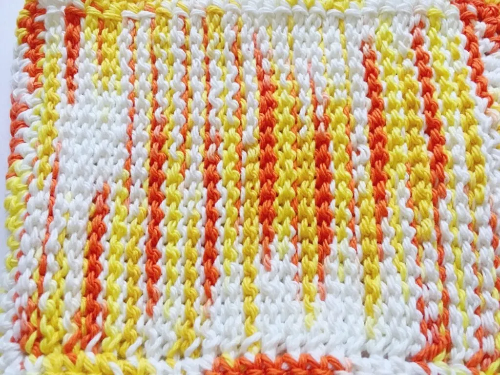 Yellow & Orange Tunisian Crochet Washcloth