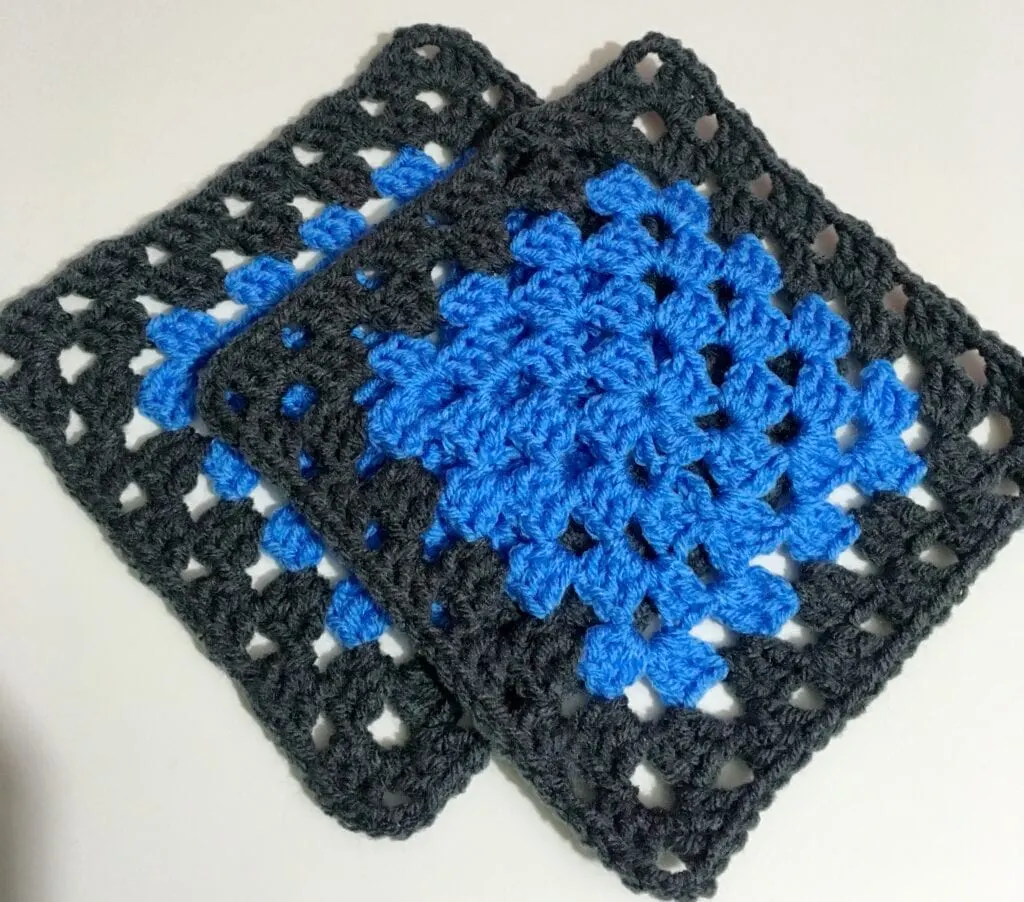Deft Blue and Charcoal Granny Square