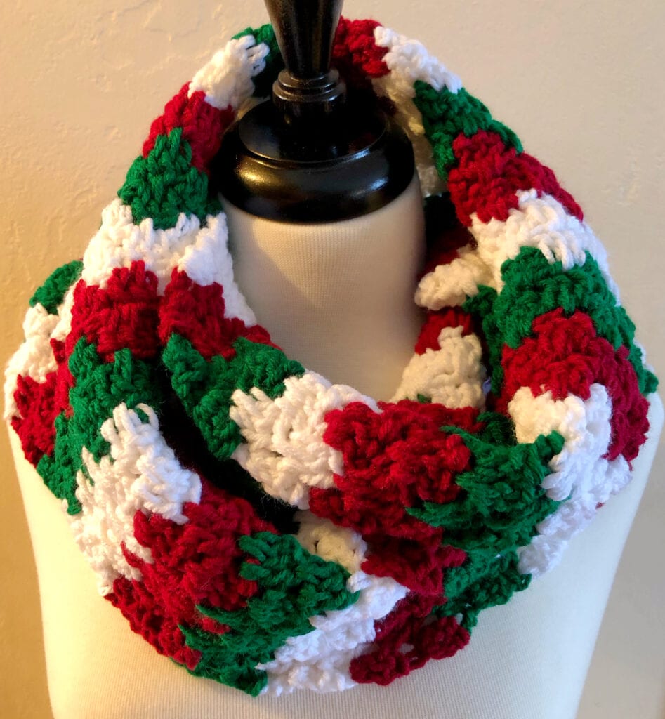 Beautiful Crochet Scarf Wrapped Around the Shoulders