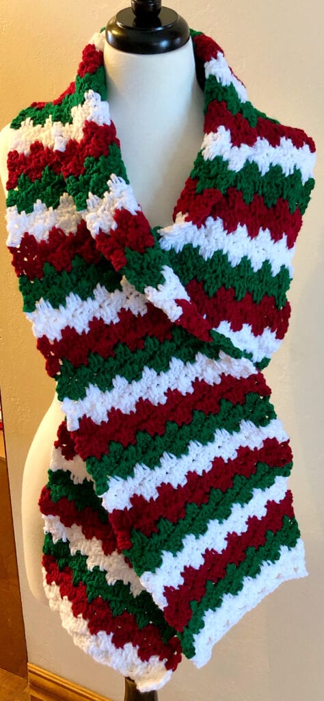 Color Rows of Crochet Holiday Scarf