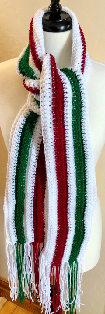 Easy Crochet Ribbed Scarf with Fringe