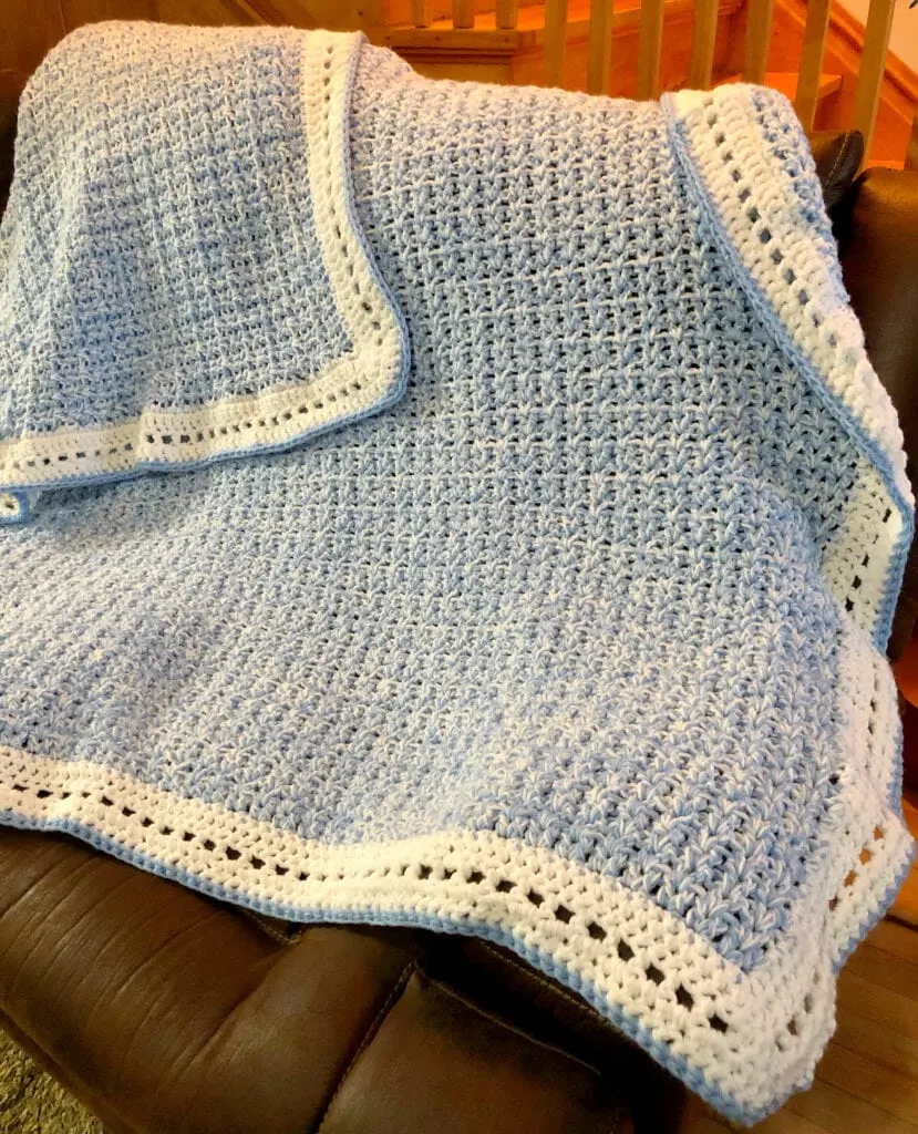 Blue and White Crochet Afghan
