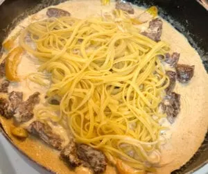 Adding Gorgonzola Cheese and Pasta