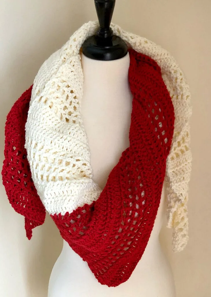 Red and White Crochet Scarf