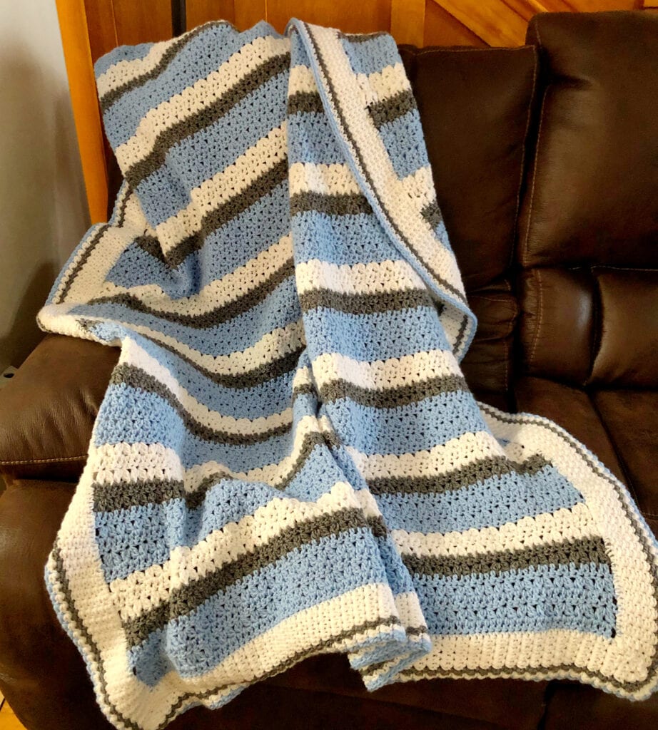 Classy Crochet Textured Blanket in Blue - Pattern Princess