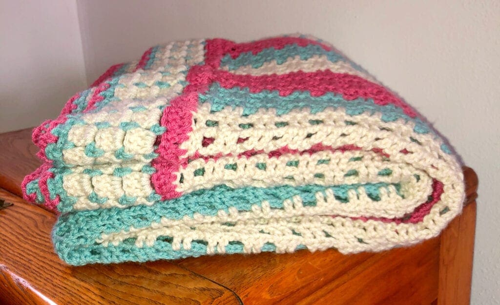 Folded Open-Weave Crochet Blanket