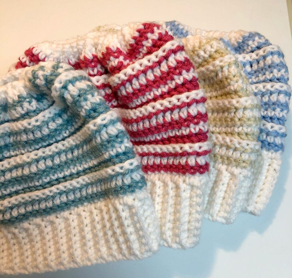 Crochet Beanie Hat in Four Colors