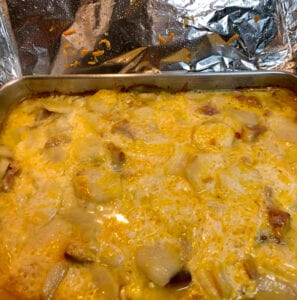Ham and Potato Bake with Cheese not Stuck to Foil