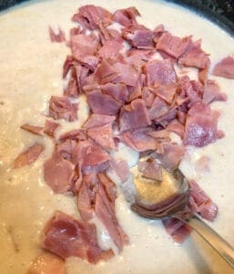 Adding Diced Ham to Sauce