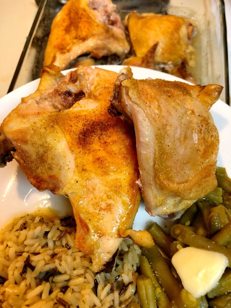 Baked Chicken with Wild Rice and Green Beans Dinner