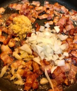 Fried Bacon with Onion and Garlic