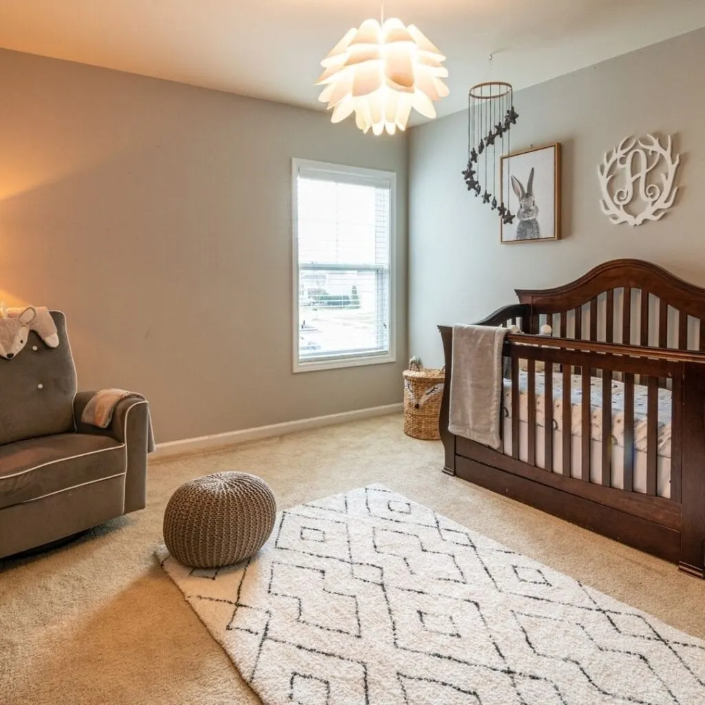 Photo showing baby crib in a room