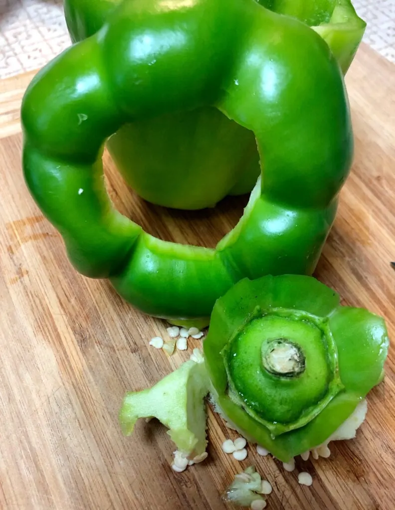 Preparing Green Bell Peppers