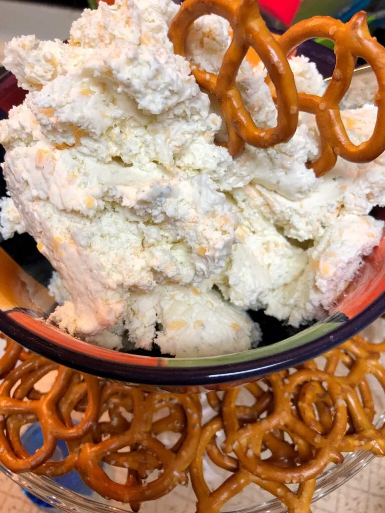 Cheese Dip Served with Pretzels