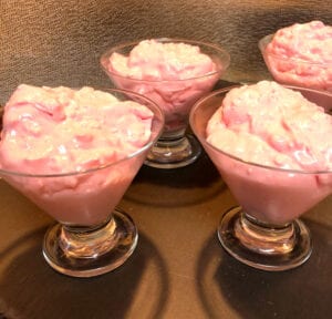 5 Minute Pink Fluff Salad Served in Dessert Cups