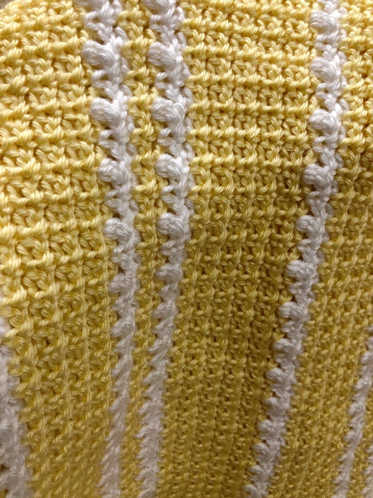 Soft Yellow and White Textured Baby Blanket