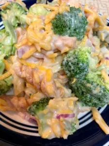broccoli, pasta, and cheddar cheese salad