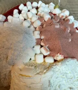 Adding Marshmallows, Pudding, and Jello to mixing bowl