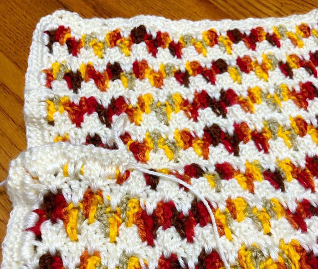 Crocheting the Border on the Top Fold of the Pillow Covering