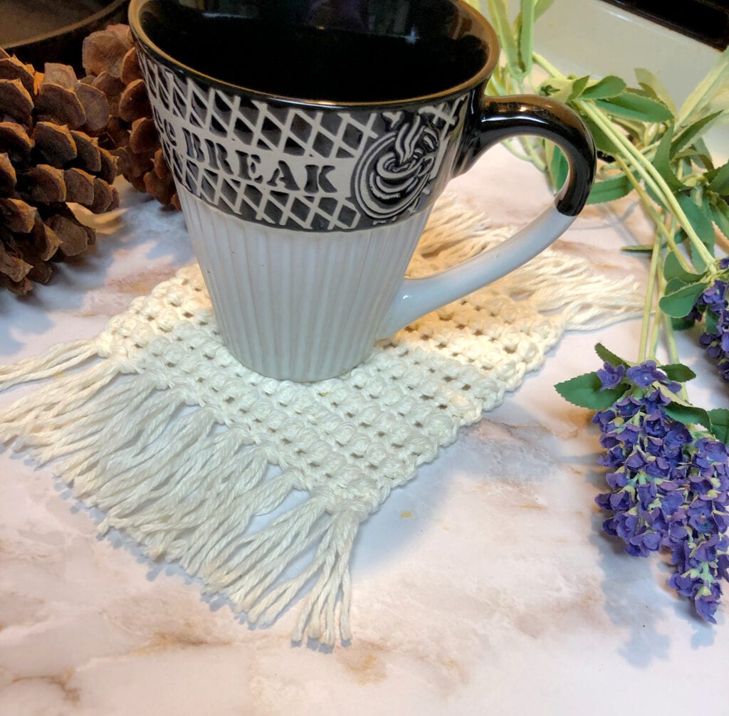 Modern Chic Crochet Coaster with Fringe