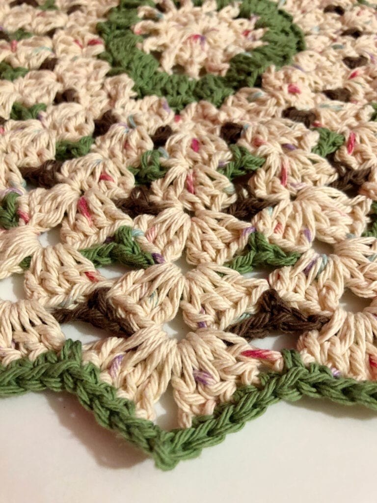 Close up of Crochet Shell Stitch Doily