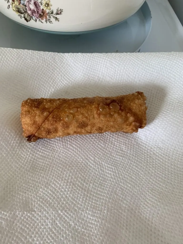 Fried Egg Roll on Paper Towel