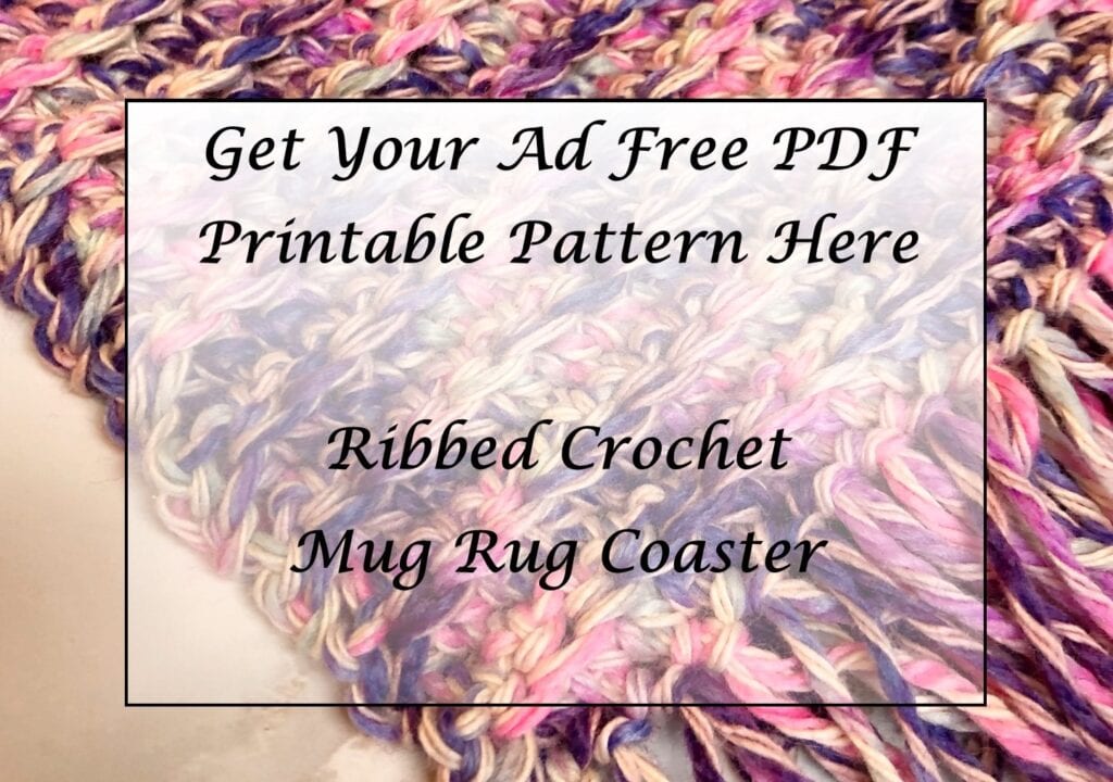 Ribbed Crochet Mug Rug Coaster Printable Pattern