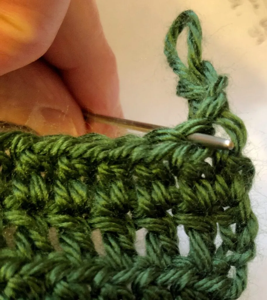 Showing Where the First Stitch is Placed after the Initial Chain Stitches in the Row