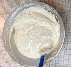 Folding in Buttermilk in the cake batter