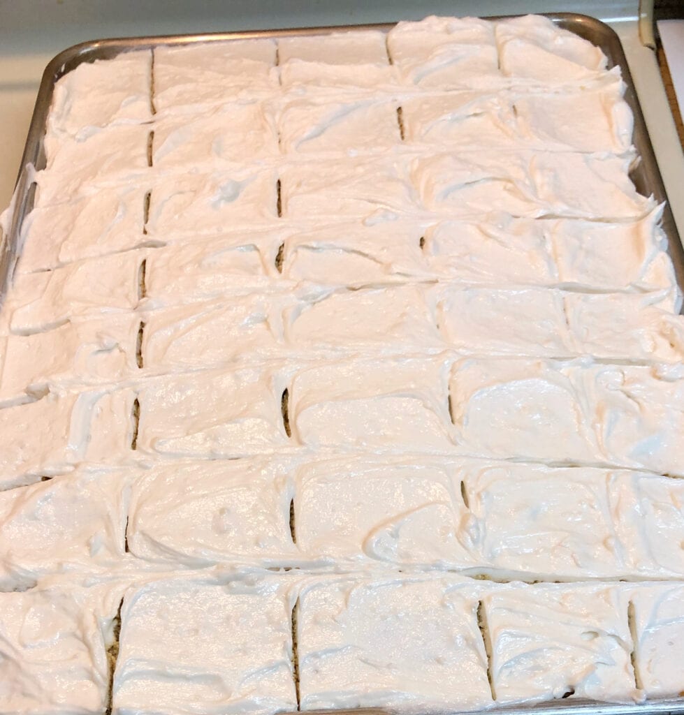 Pan of Vanilla Sheet Cake with Buttercream Frosting
