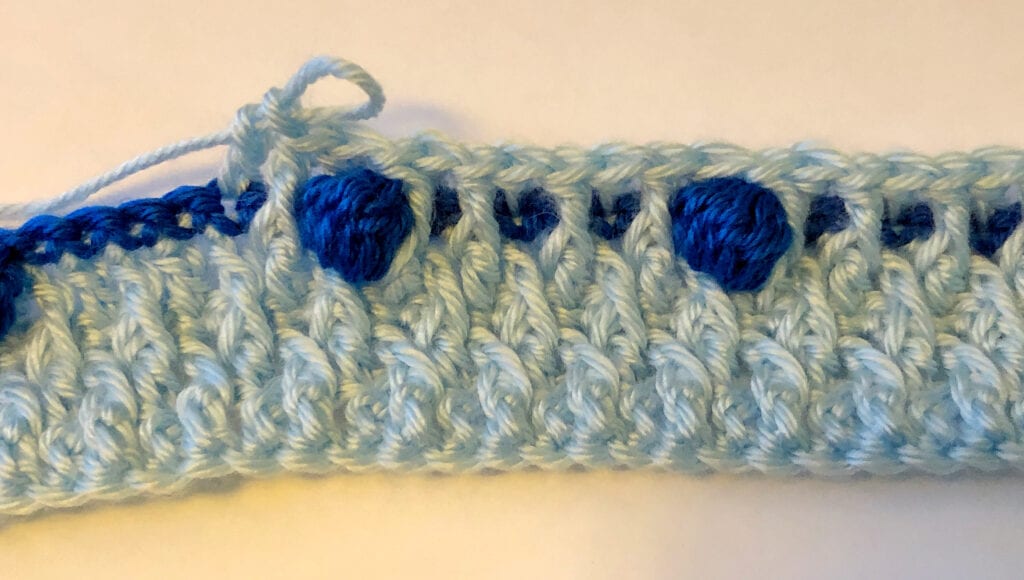 First Row of bobble Stitches after the Alpine Stitch