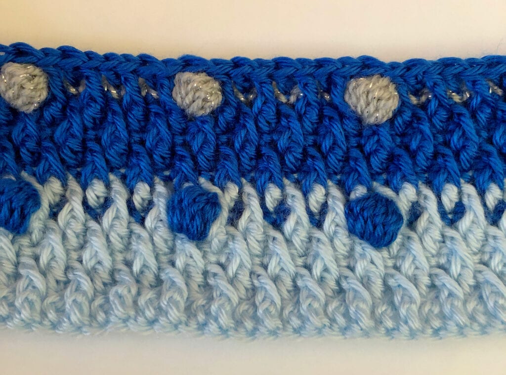 Showing the Second Row of Bobble Stitches and the Alpine Stitches Worked Around the Bobble Stitch Row