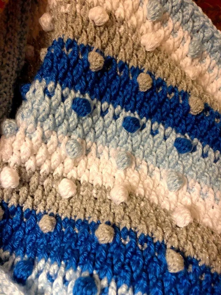 Bobble Blanket Decked in Blue without Crochet Border