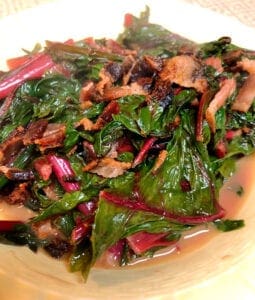 Sauteed Beet Greens in a Serving Bowl