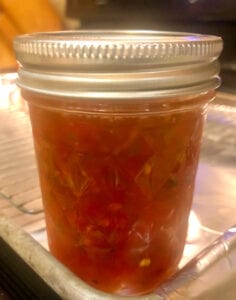 Homemade Red Pepper Jelly in Canning Jar