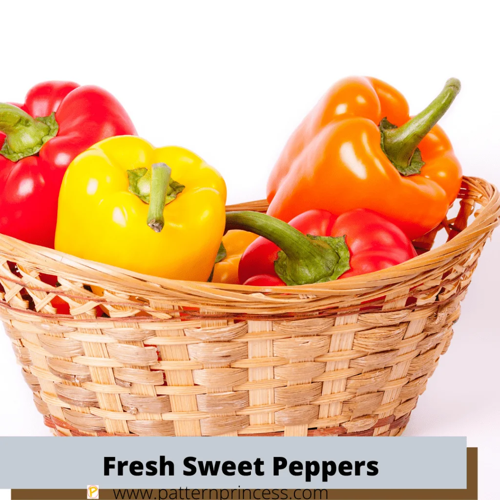 Fresh Sweet Peppers in Basket