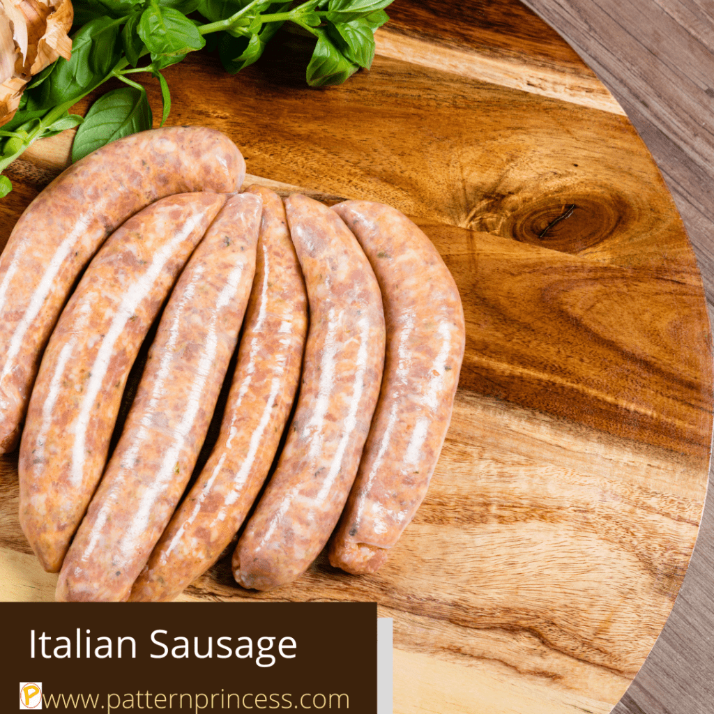 Italian Sausage displayed on a cutting board