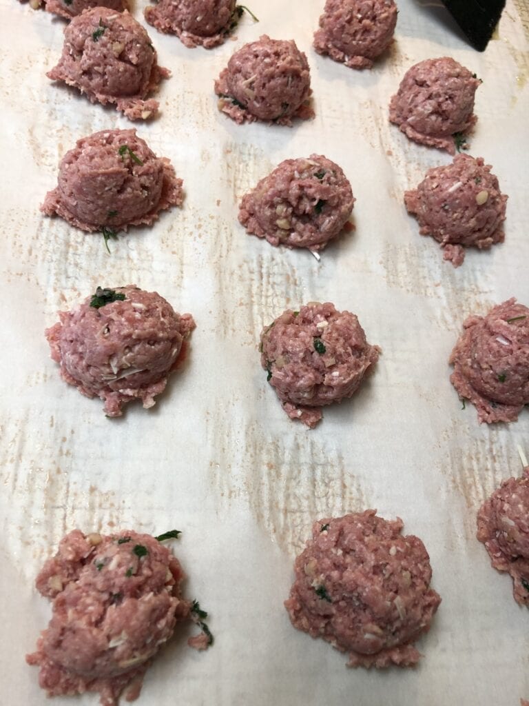 Rolled Meatballs Ready for Freezing Baking or Frying