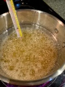 Cooking Sugar Mixture to Hard Crack Stage using a Candy Thermometer