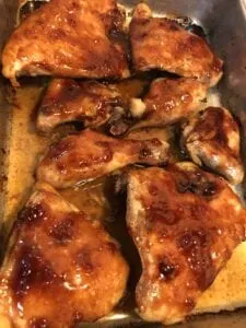 Crispy Sweet Sticky BBQ Chicken in the Oven pan