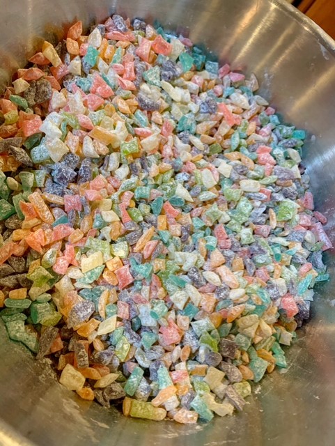 Large Bowl of Stained-Glass Rock Candy in Lots of Colors and Flavors