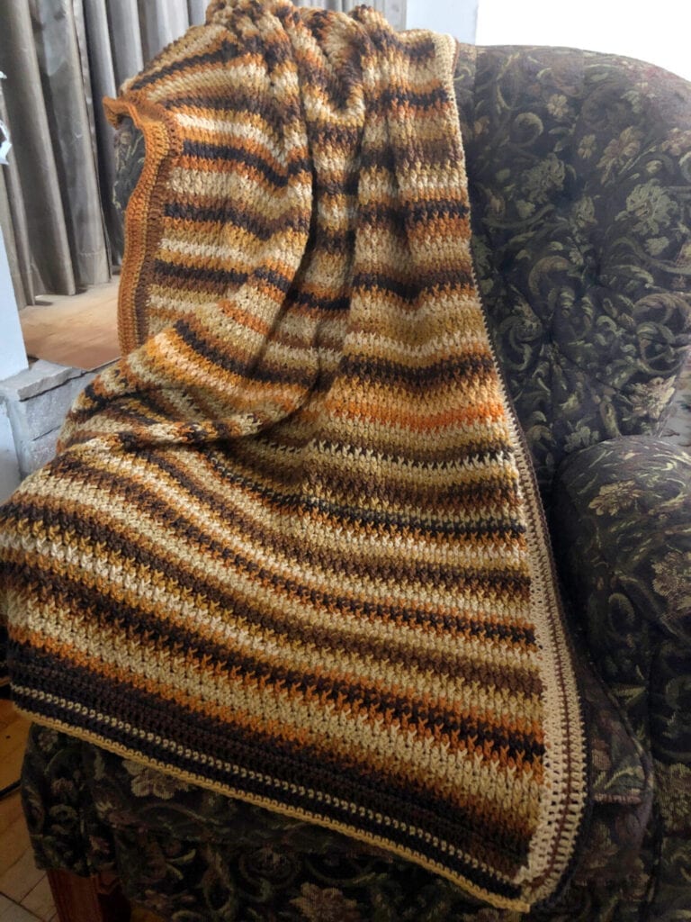 Latte Delight Crochet Blanket On High Backed Chair