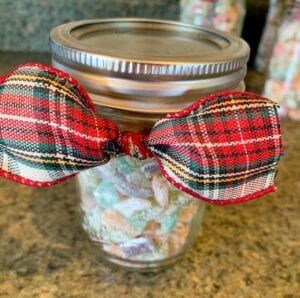 Sugar Candy Gift in Canning Jar with Christmas Bow
