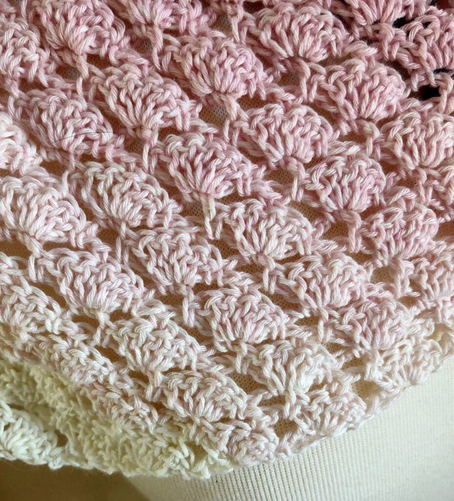 Close Up of Crochet Shell Stitches