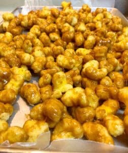 Cooling Puff Corn on Sheet Pan