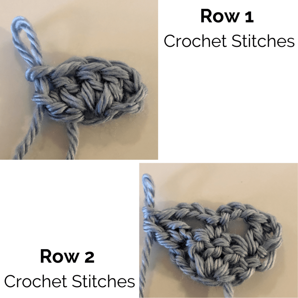 Crochet Stitch Photos for Rows 1 and 2