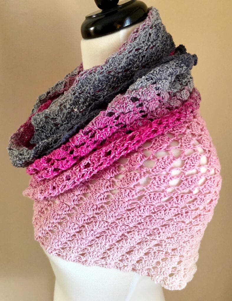 Side View of Feeling Flirty Crochet Shawl