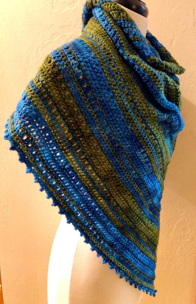 Side View of the Northern Lakes Triangle Shawl