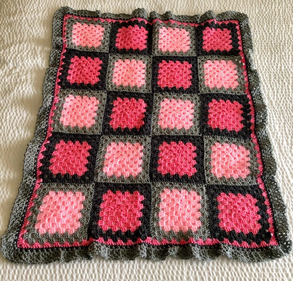 Granny Square Blanket Laying Flat