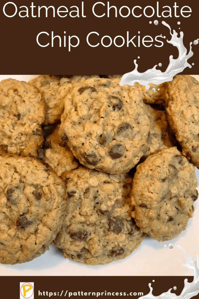 Chewy Oatmeal Chocolate Chip Cookies Recipe - Pattern Princess